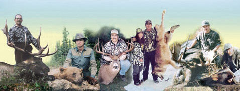 Group photo of hunters and big game